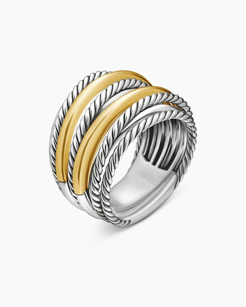 Crossover Ring Sterling Silver with 18K Yellow Gold, 17.8mm