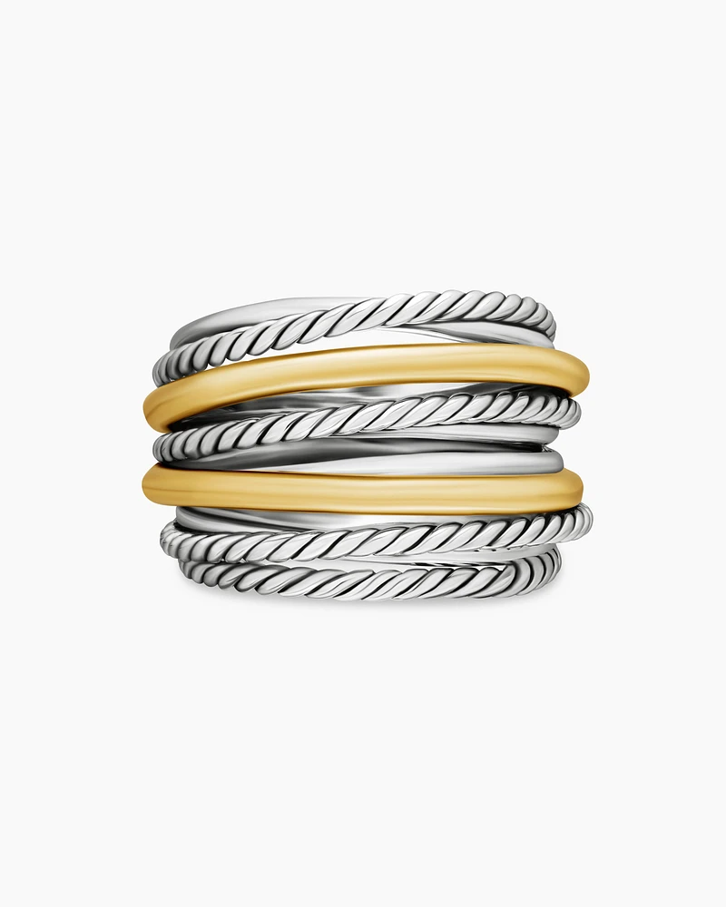 Crossover Ring Sterling Silver with 18K Yellow Gold, 17.8mm