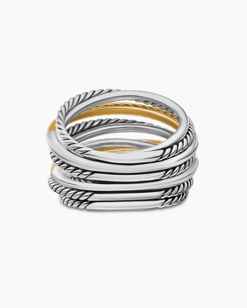 Crossover Ring Sterling Silver with 18K Yellow Gold, 17.8mm