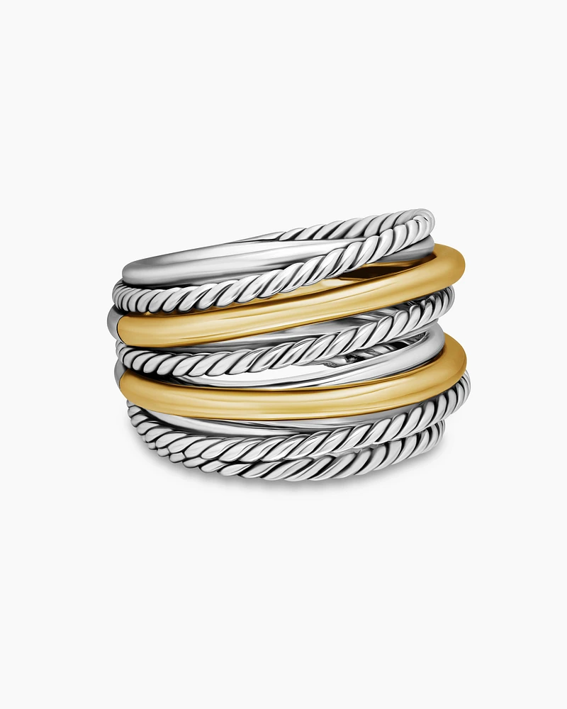 Crossover Ring Sterling Silver with 18K Yellow Gold, 17.8mm