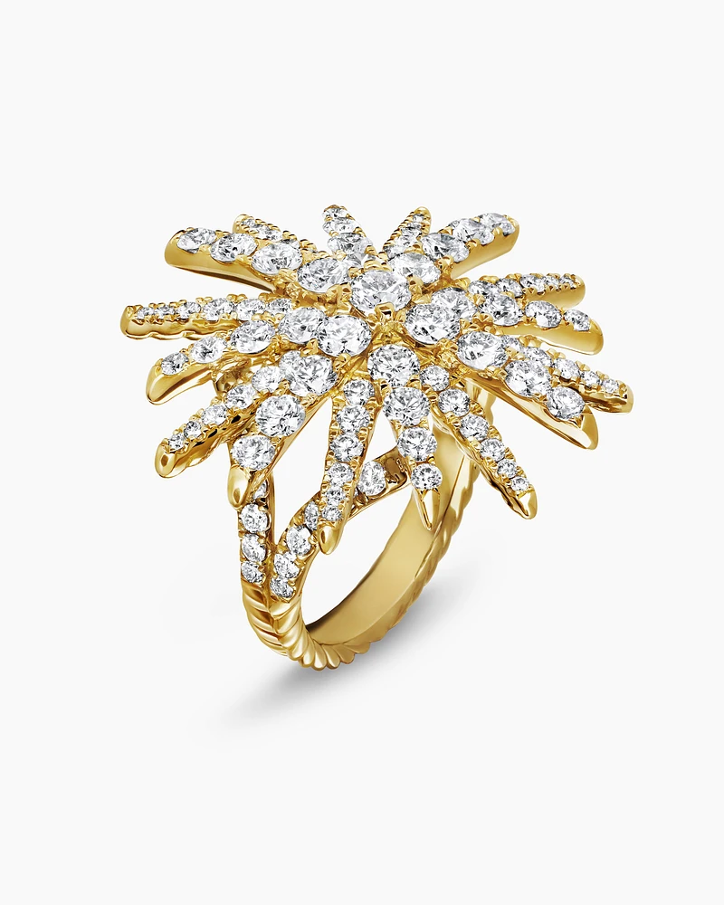 Starburst Ring 18K Yellow Gold with Diamonds, 28mm