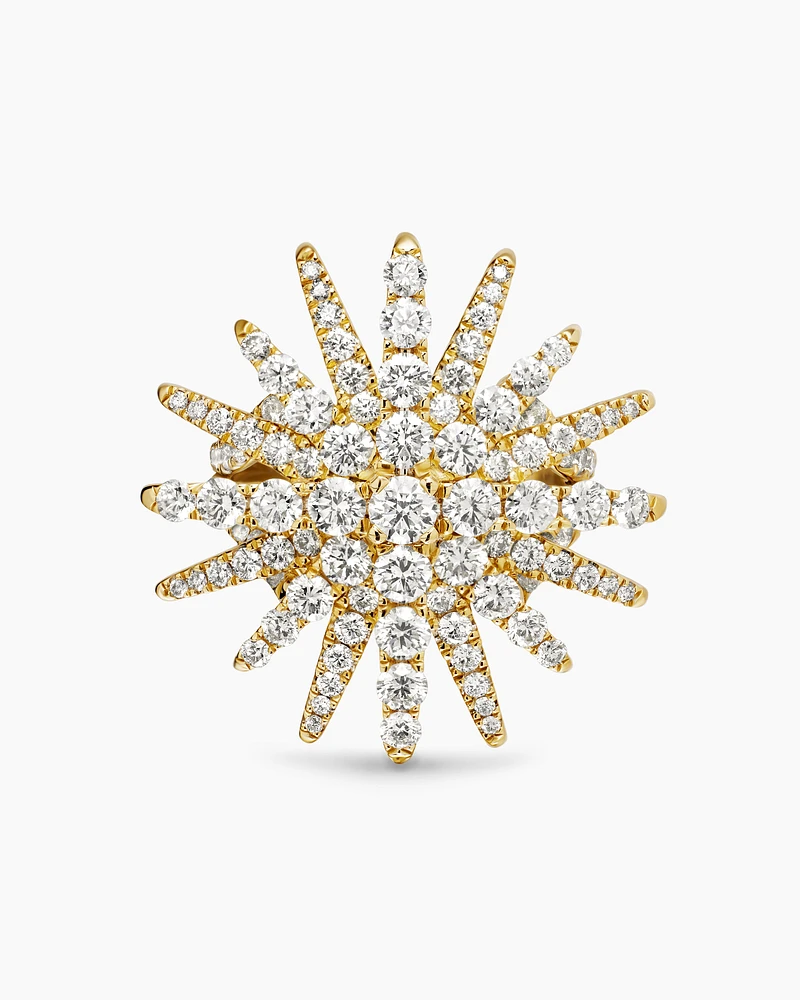 Starburst Ring 18K Yellow Gold with Diamonds, 28mm