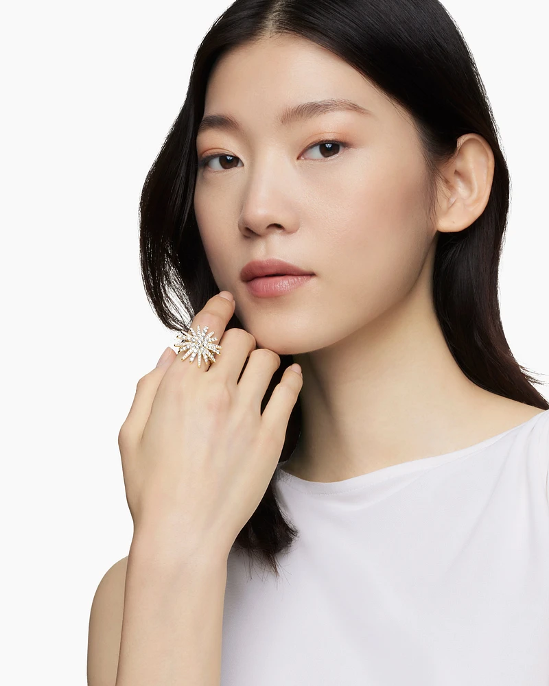 Starburst Ring 18K Yellow Gold with Diamonds, 28mm