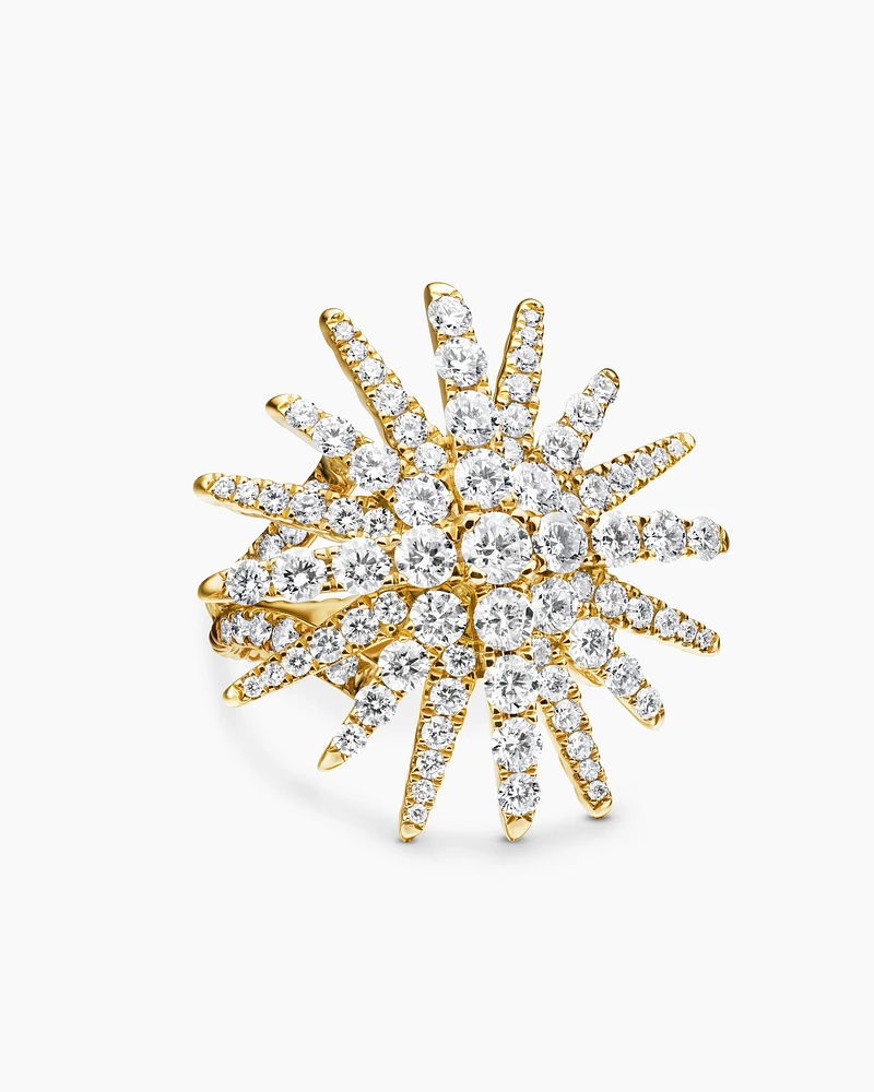 Starburst Ring 18K Yellow Gold with Diamonds, 28mm