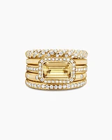 Stax Statement Ring 18K Yellow Gold with Champagne Citrine and Diamonds, 22mm