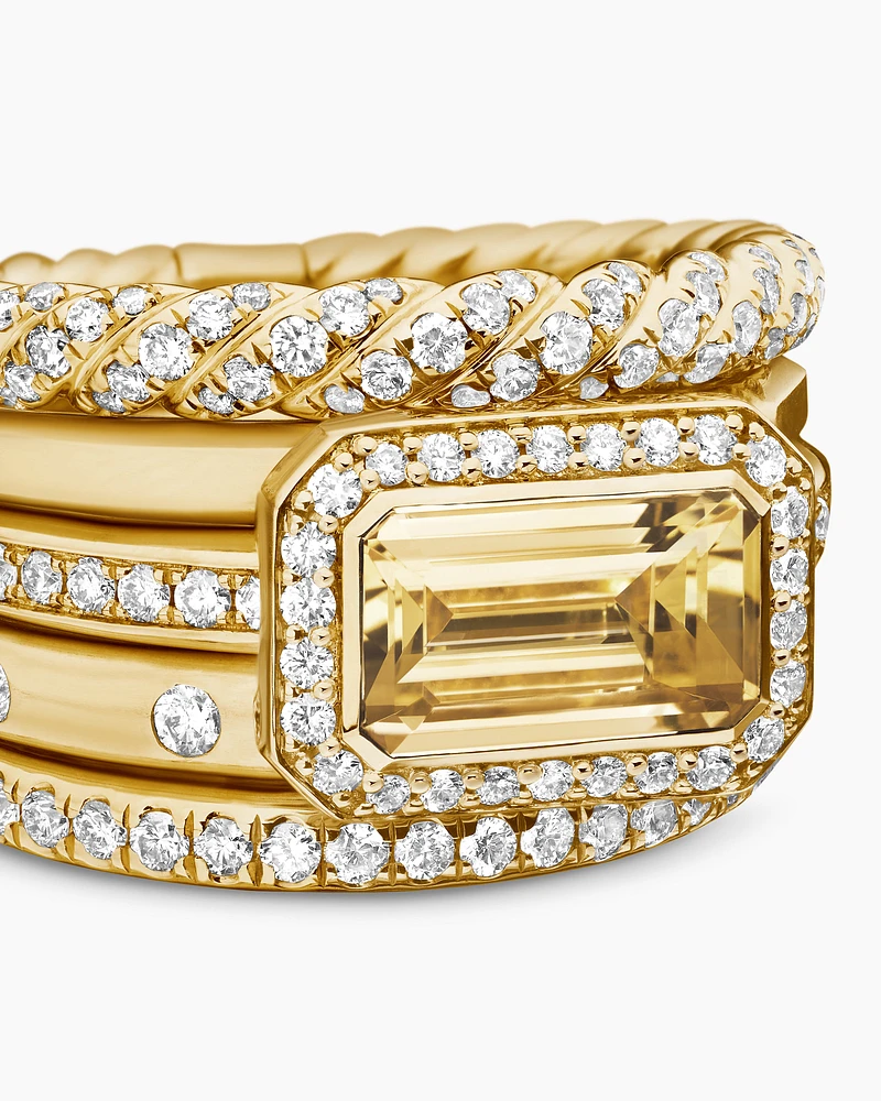 Stax Statement Ring 18K Yellow Gold with Champagne Citrine and Diamonds, 22mm