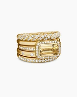 Stax Statement Ring 18K Yellow Gold with Champagne Citrine and Diamonds, 22mm