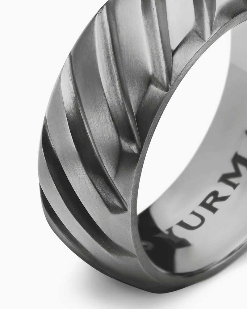 Modern Cable Band Ring Grey Titanium, 9mm
