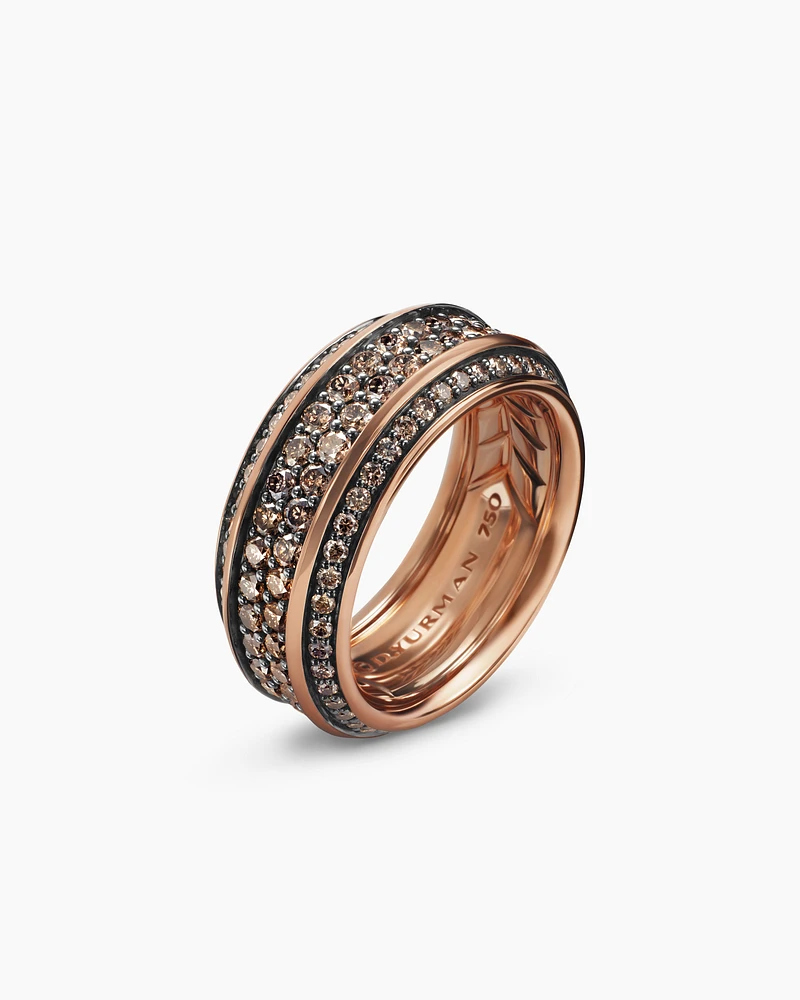 Streamline® Bevelled Band Ring 18K Rose Gold with Cognac Diamonds, 8.5mm