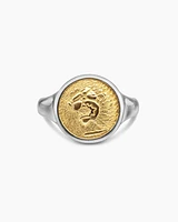 Petrvs® Lion Pinky Ring Sterling Silver with 18K Yellow Gold, 15mm