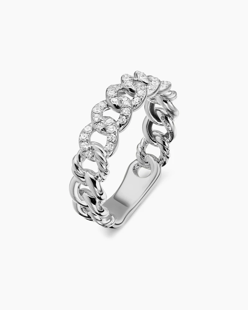 Belmont® Curb Link Band Ring Sterling Silver with Diamonds, 5mm