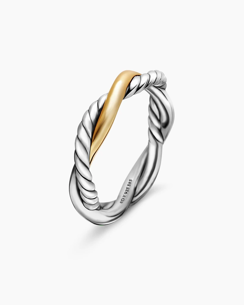 Petite Infinity Band Ring Sterling Silver with 14K Yellow Gold, 4mm