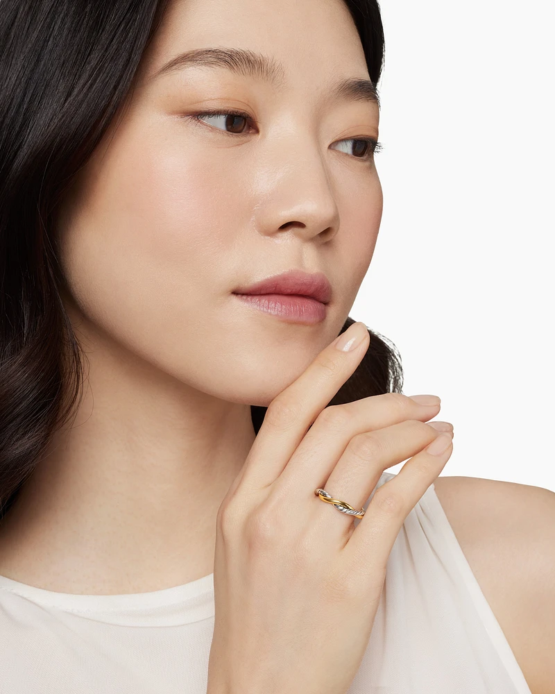 Petite Infinity Band Ring Sterling Silver with 14K Yellow Gold, 4mm