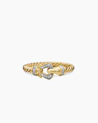 Petite Buckle Ring 18K Yellow Gold with Diamonds, 2mm