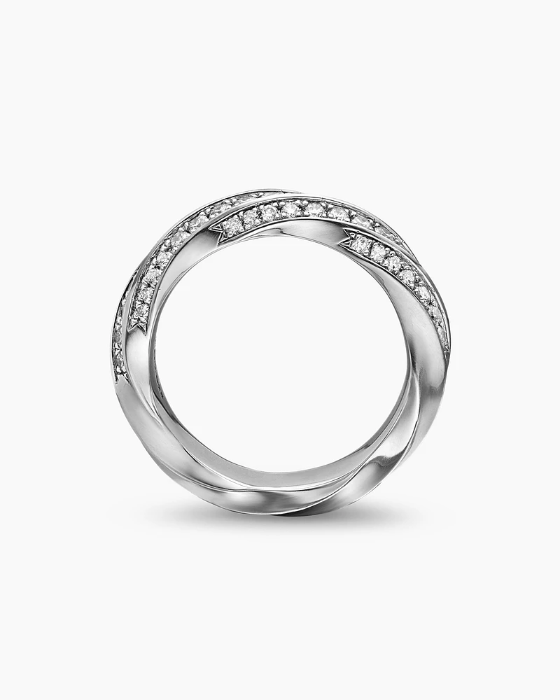 Cable Edge® Band Ring in Sterling Silver with Diamonds, 5mm