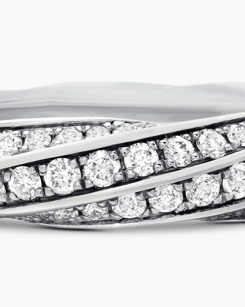 Cable Edge® Band Ring in Sterling Silver with Diamonds, 5mm