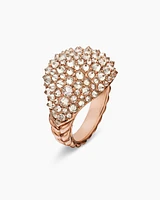 Reverse Set Pavé Signet Ring in 18K Rose Gold with Cognac Diamonds, 17.5mm