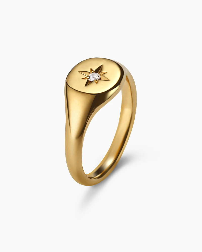 Cable Collectibles® Starset Pinky Ring in 18K Yellow Gold with Centre Diamond, 7mm