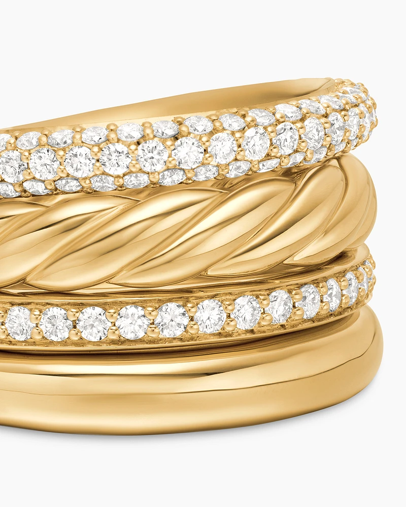 DY Mercer® Multi Row Ring 18K Yellow Gold with Diamonds, 14mm