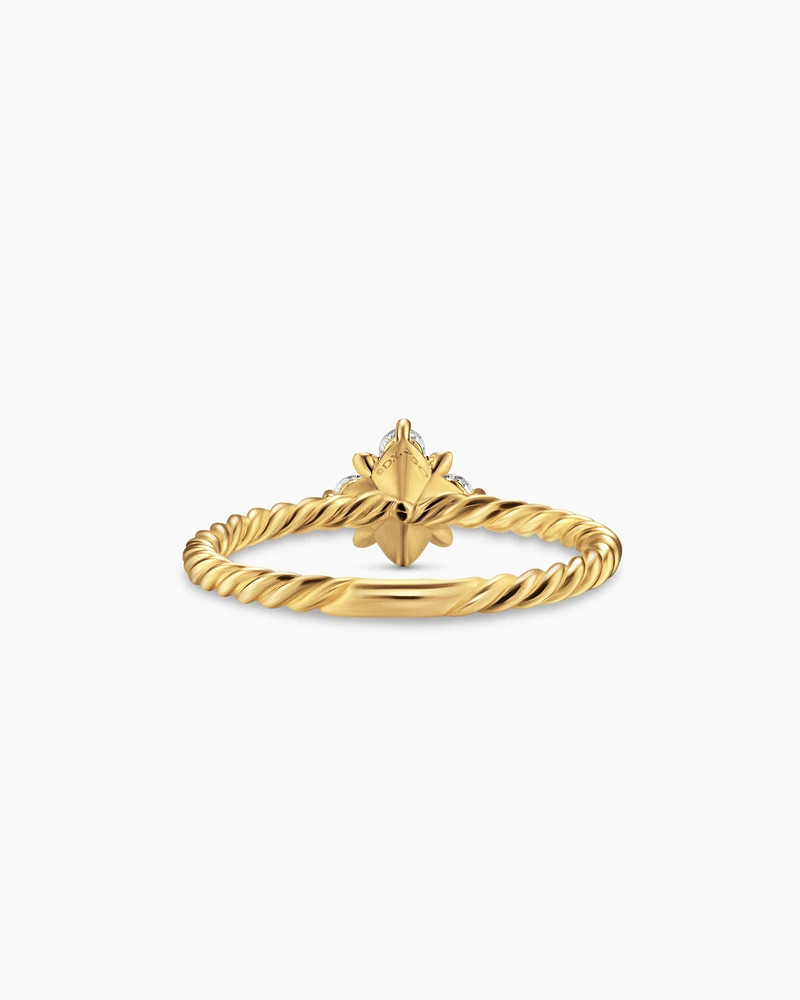 Petite Modern Renaissance Pyramid Ring 18K Yellow Gold with Diamonds, 6.2mm