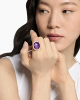 Albion® Oval Ring 18K Yellow Gold with Amethyst and Diamonds, 21mm