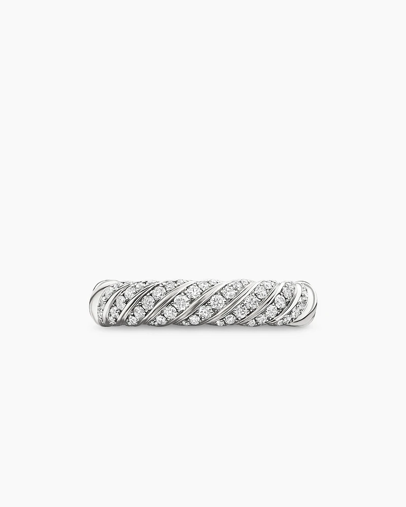 Sculpted Cable Band Ring 18K Gold with Diamonds