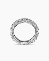 Sculpted Cable Band Ring 18K Gold with Diamonds