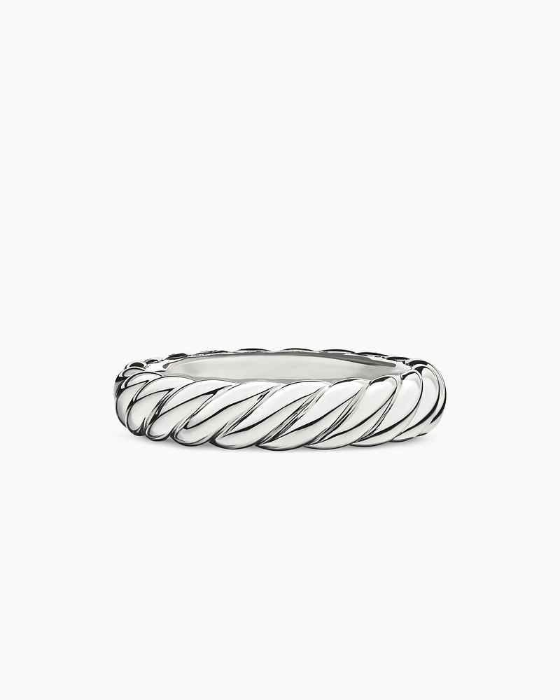 Sculpted Cable Band Ring 18K Gold with Diamonds