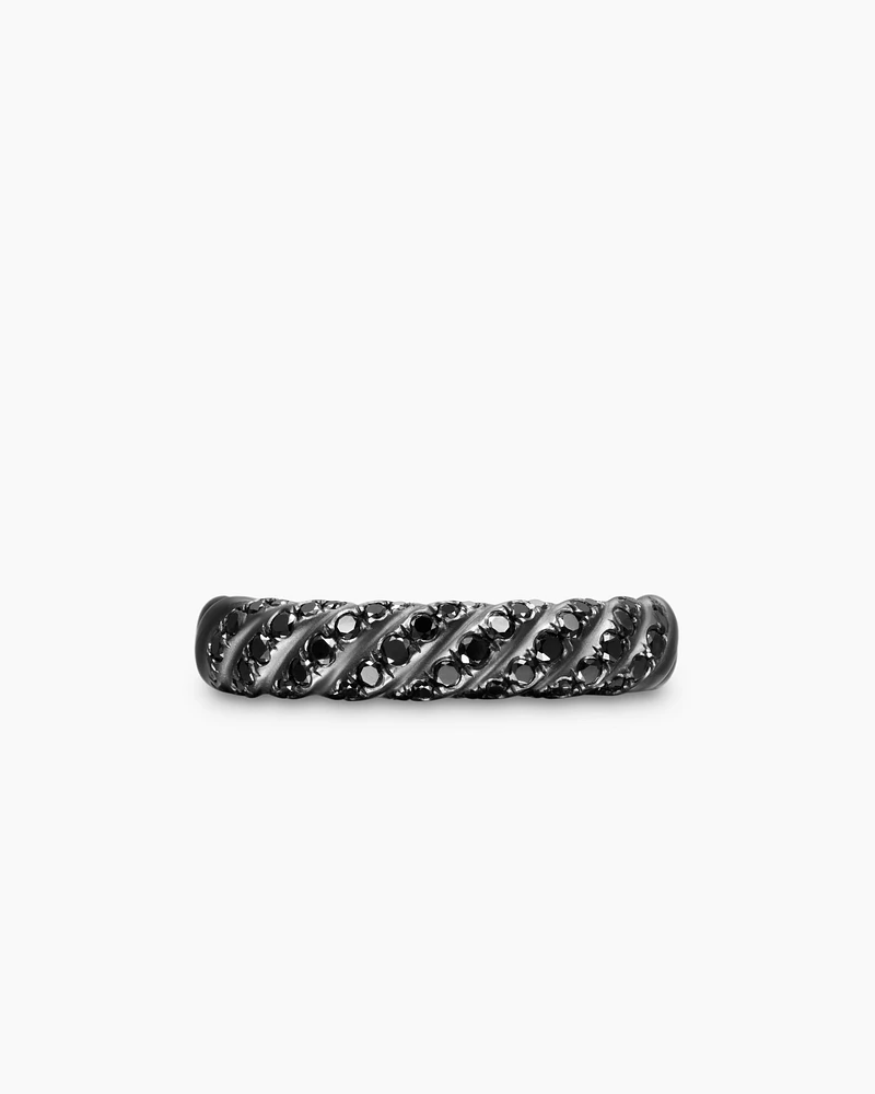 Sculpted Cable Band Ring Black Titanium with Diamonds, 4.5mm
