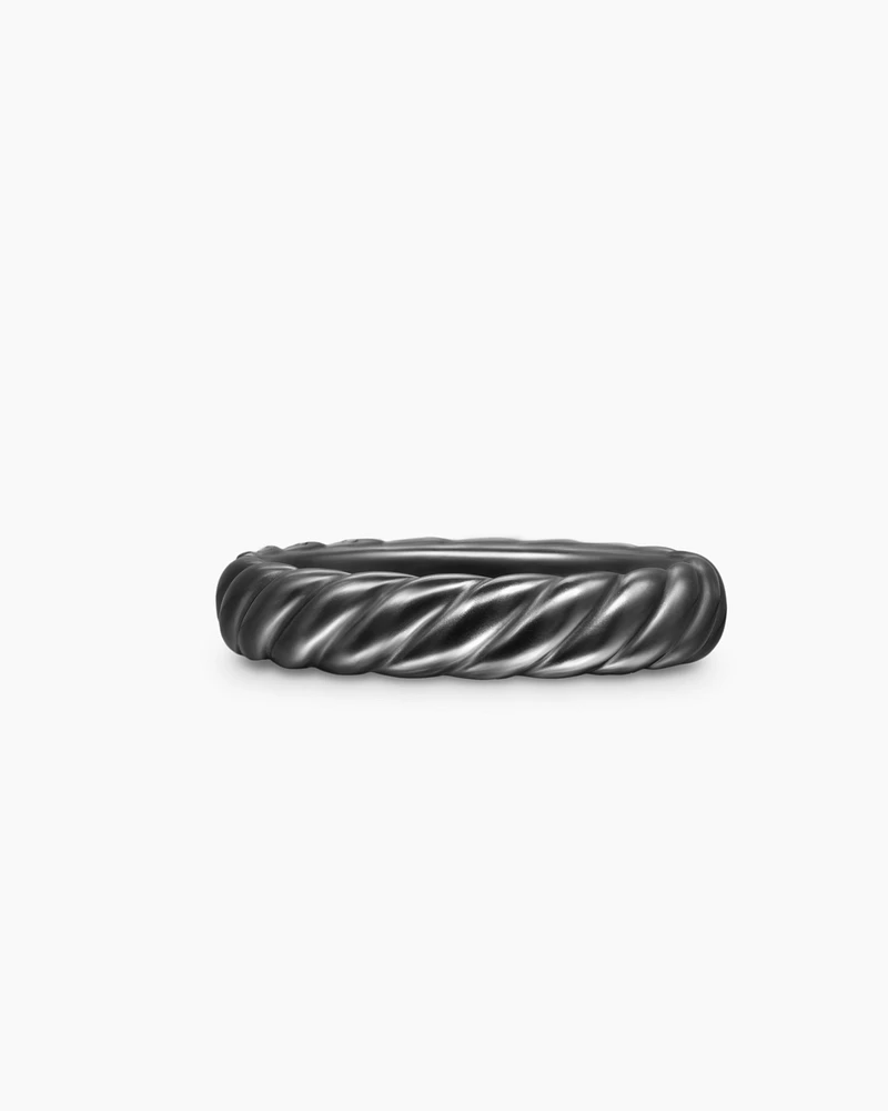 Sculpted Cable Band Ring Black Titanium with Diamonds, 4.5mm