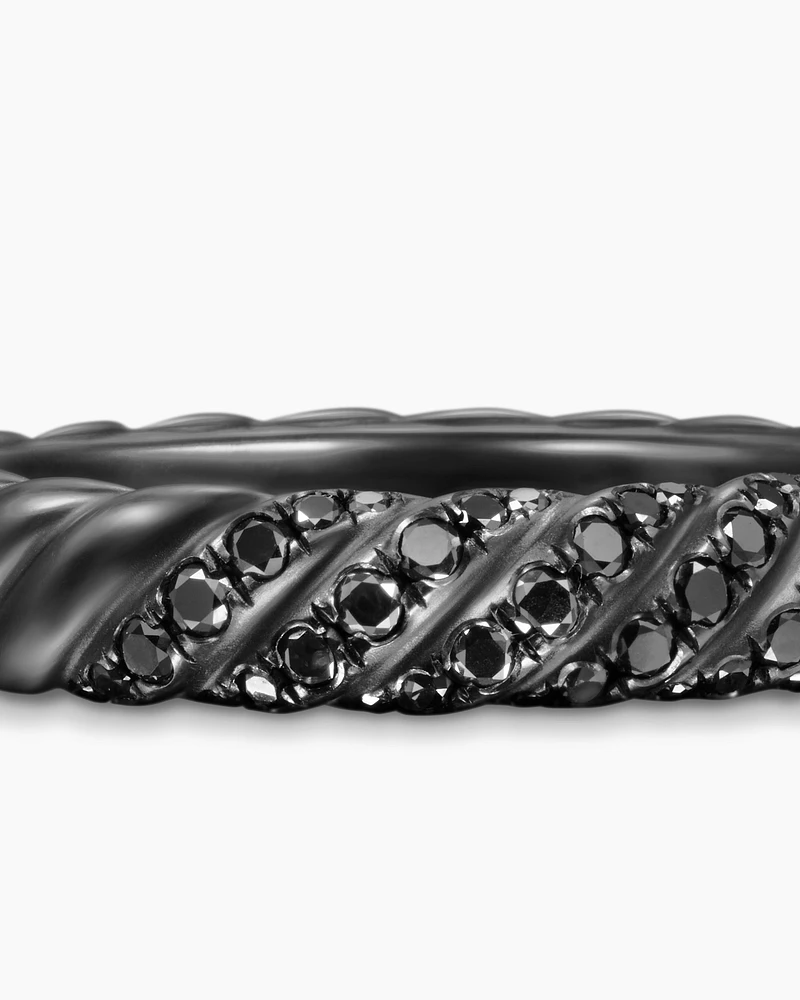 Sculpted Cable Band Ring Black Titanium with Diamonds, 4.5mm