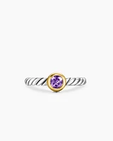 Petite Cable Ring Sterling Silver with 14K Yellow Gold and Amethyst, 2.8mm