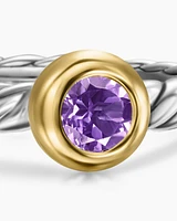 Petite Cable Ring Sterling Silver with 14K Yellow Gold and Amethyst, 2.8mm