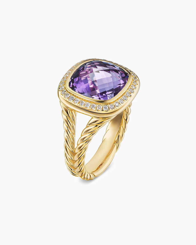 Albion® Ring 18K Yellow Gold with Amethyst and Diamonds