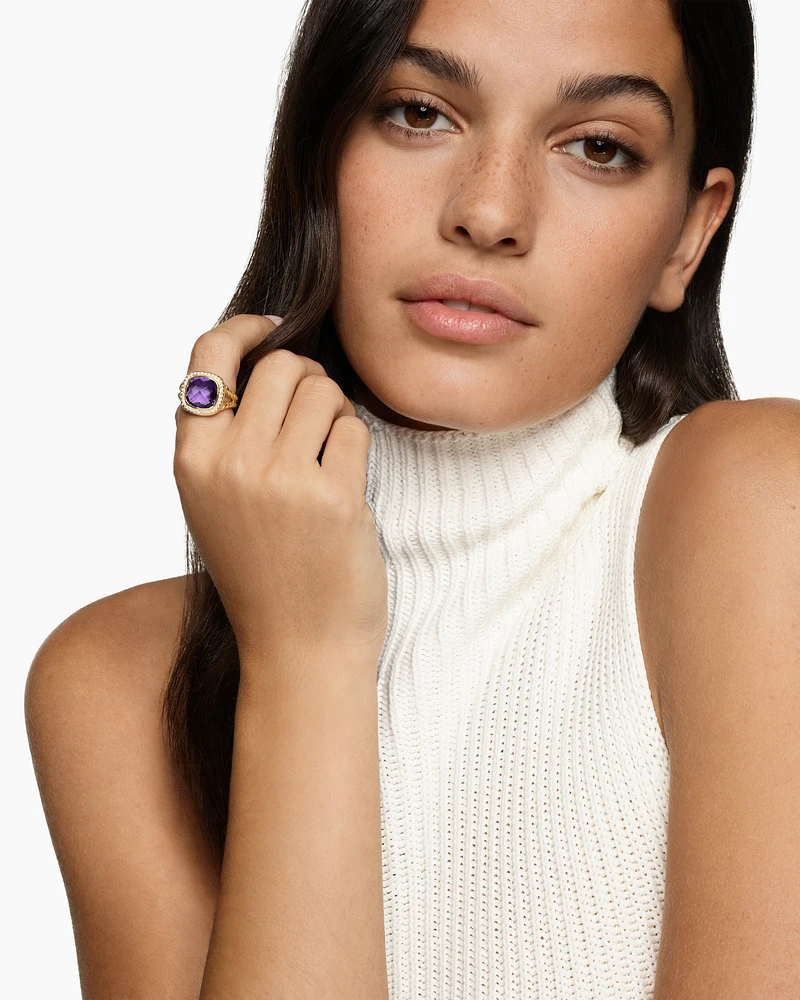 Albion® Ring 18K Yellow Gold with Amethyst and Diamonds