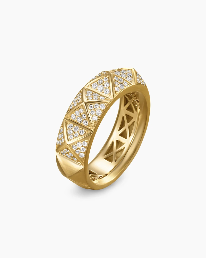 Pyramid Band Ring 18K Yellow Gold with Diamonds