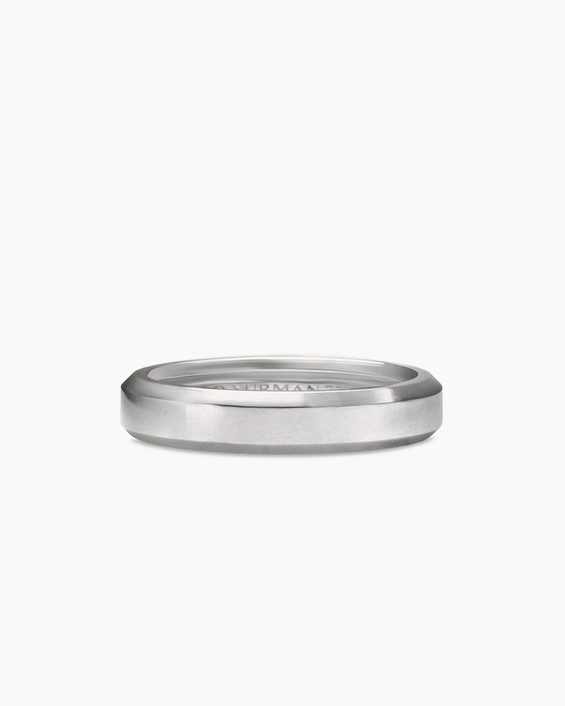 Beveled Band Ring in 18K White Gold, 8mm