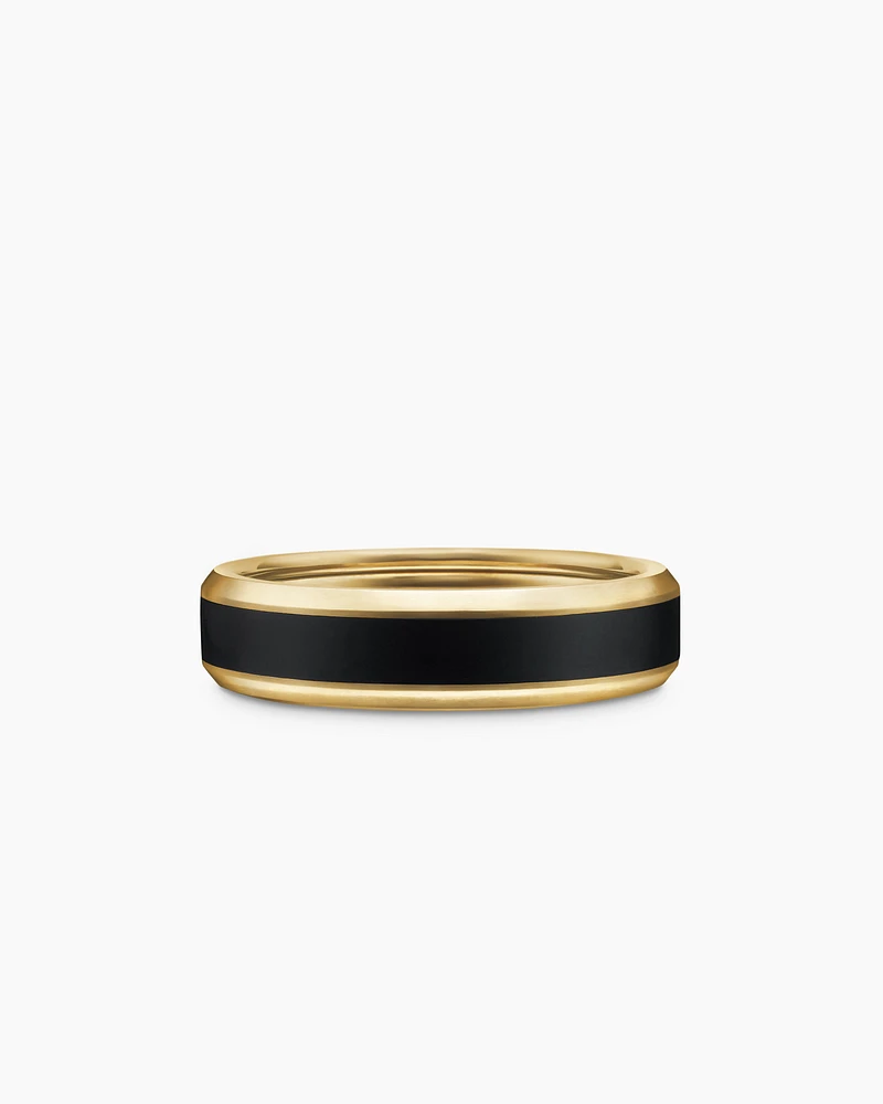 Bevelled Band Ring 18K Yellow Gold with Black Titanium