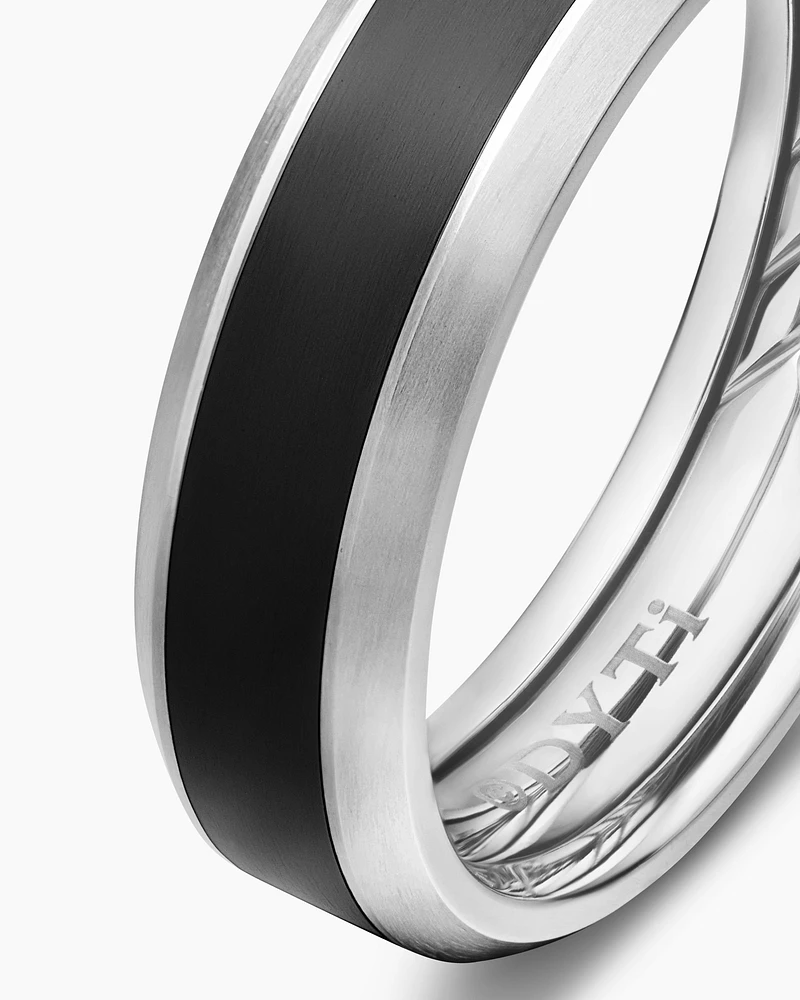 Bevelled Band Ring Grey Titanium with Black Titanium