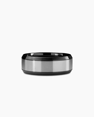 Bevelled Band Ring Black Titanium with Grey Titanium