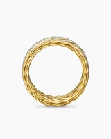 Chevron Pavé Band Ring 18K Yellow Gold with Diamonds, 9mm