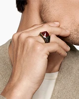 Forged Carbon Signet Ring in 18K Yellow Gold and Garnet, 17.7mm