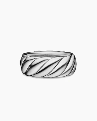 Sculpted Cable Contour Band Ring Sterling Silver, 9mm