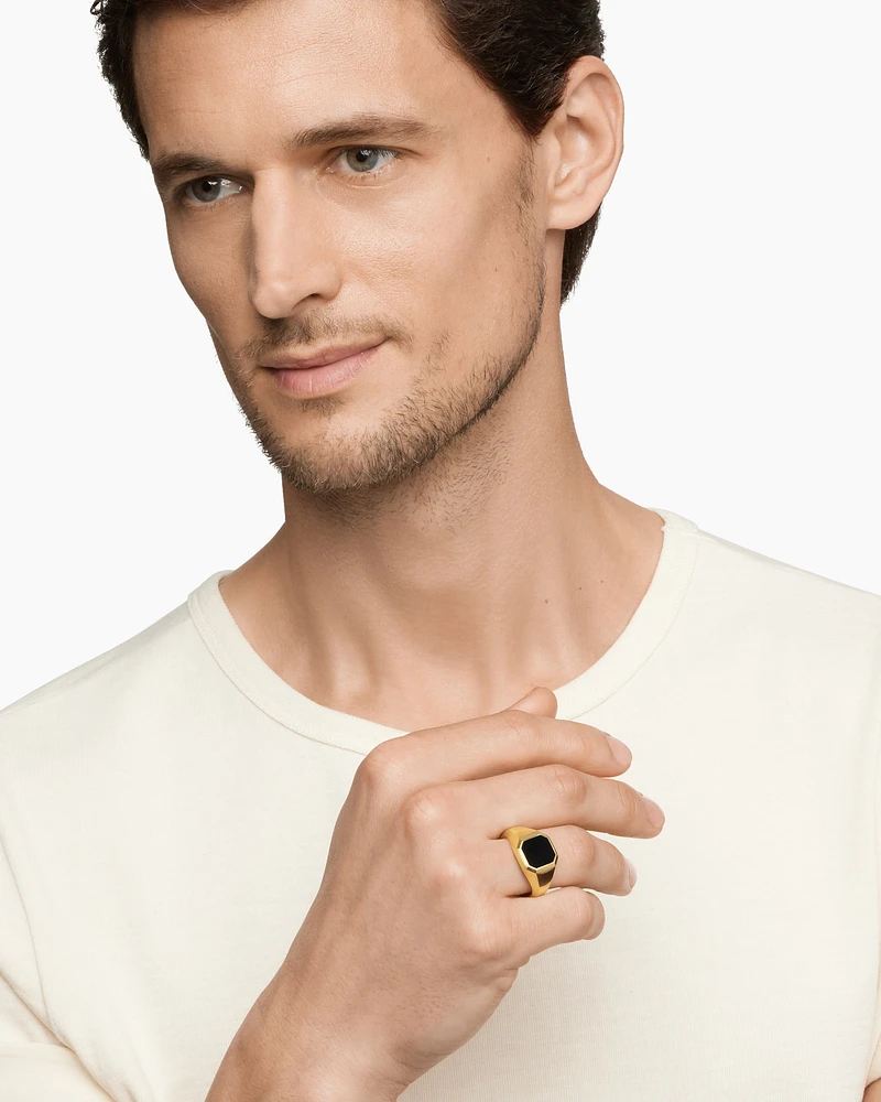 Streamline® Signet Ring 18K Yellow Gold with Black Onyx, 14mm