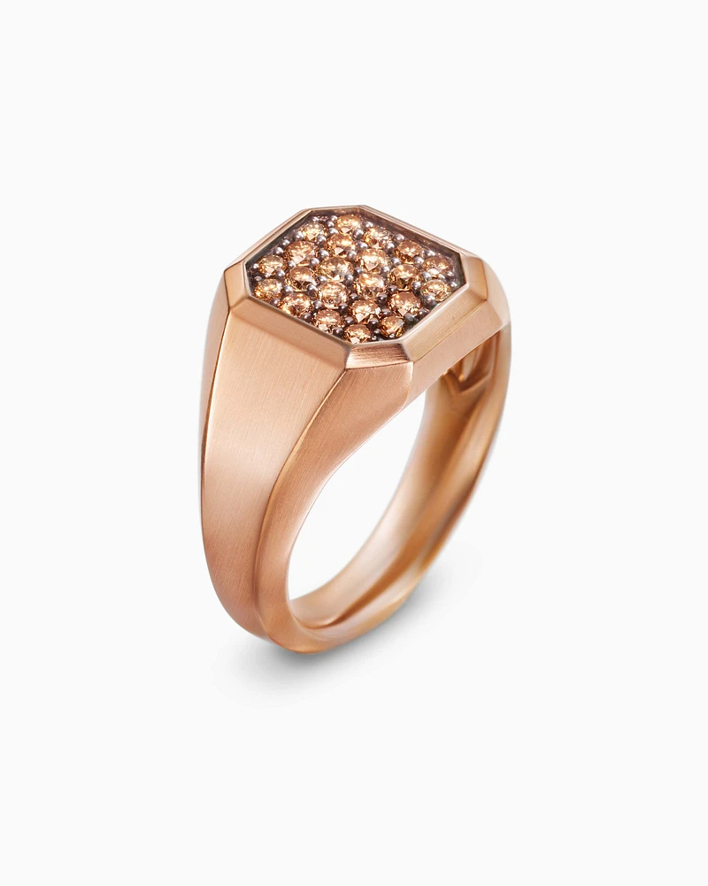 Streamline® Signet Ring 18K Rose Gold with Cognac Diamonds, 14mm