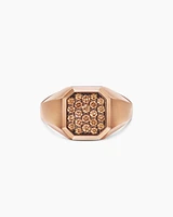 Streamline® Signet Ring 18K Rose Gold with Cognac Diamonds, 14mm