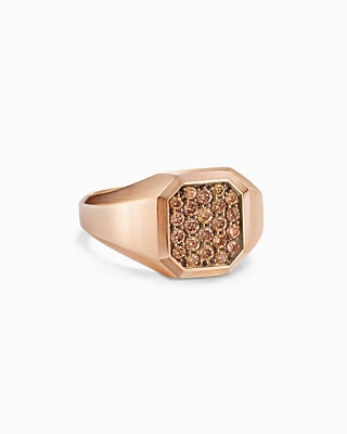 Streamline® Signet Ring 18K Rose Gold with Cognac Diamonds, 14mm