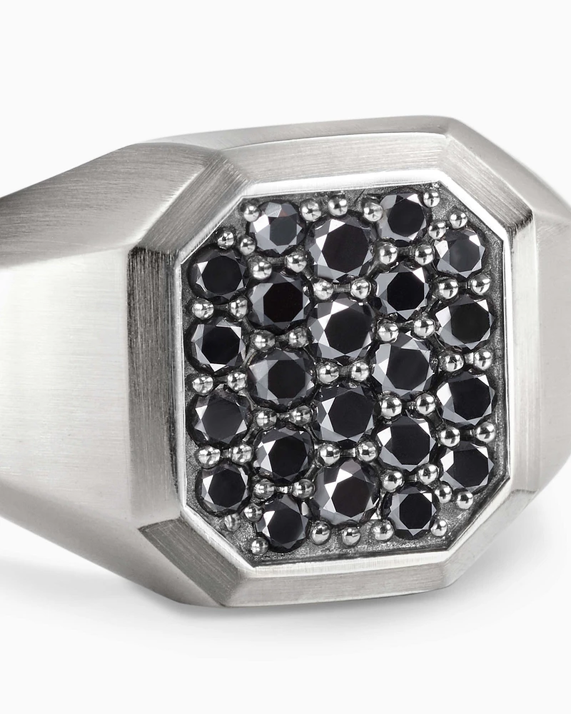 Streamline® Signet Ring Sterling Silver with Black Diamonds