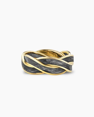 DY Helios™ Band Ring 18K Yellow Gold with Forged Carbon, 9mm