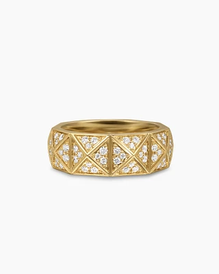 Pyramid Band Ring 18K Yellow Gold with Diamonds, 8mm